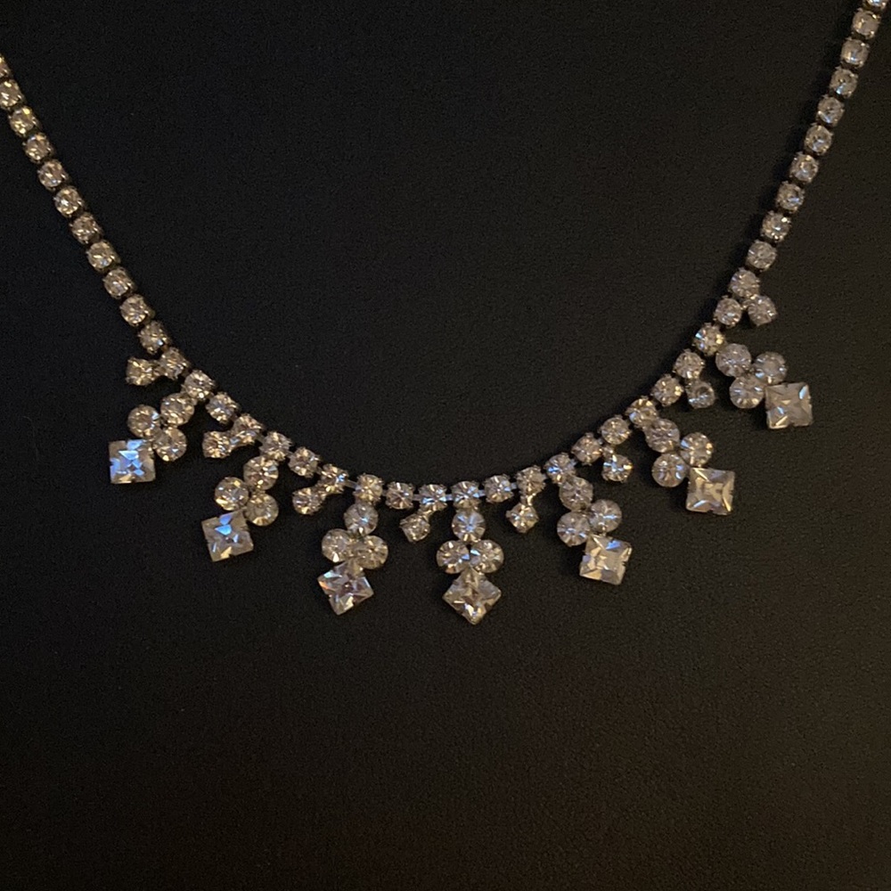 Vintage Garne Rhinestone Choker 15” Necklace